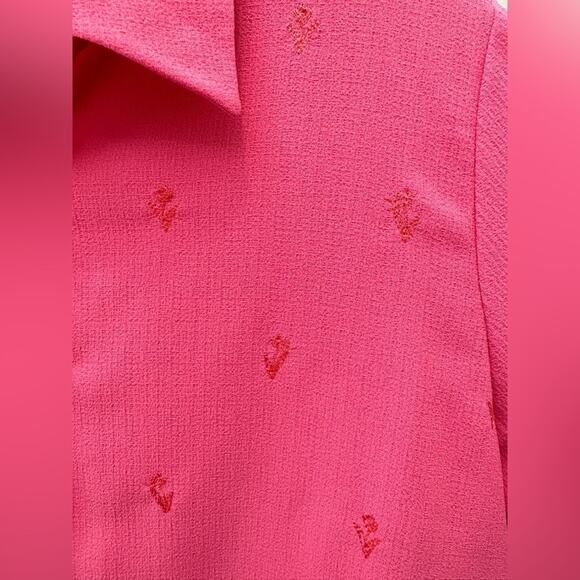 DRAPER’S & DAMON’S Petites Button Up Pink Blouse Embroidered Long Sleeve | Small - Picture 4 of 7